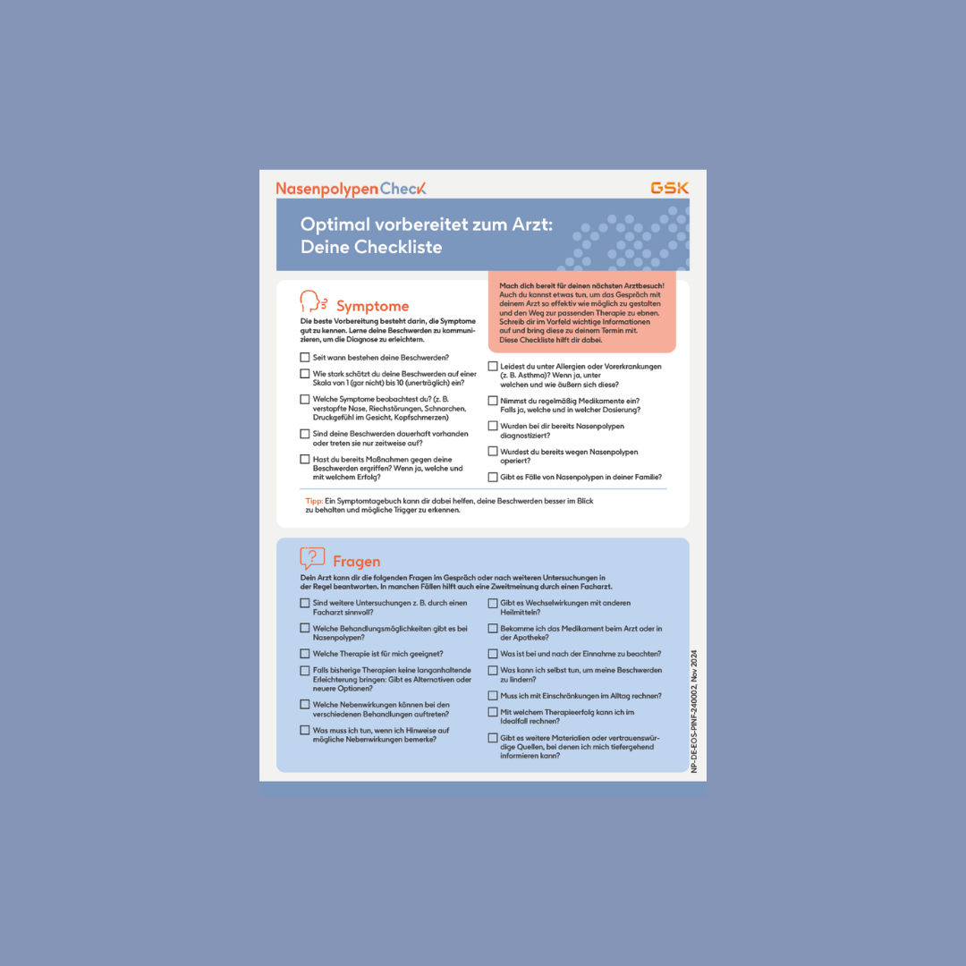 Vorschaubild zum Download-Material „Optimal vorbereitet für das Arztgespräch: Deine Checkliste“